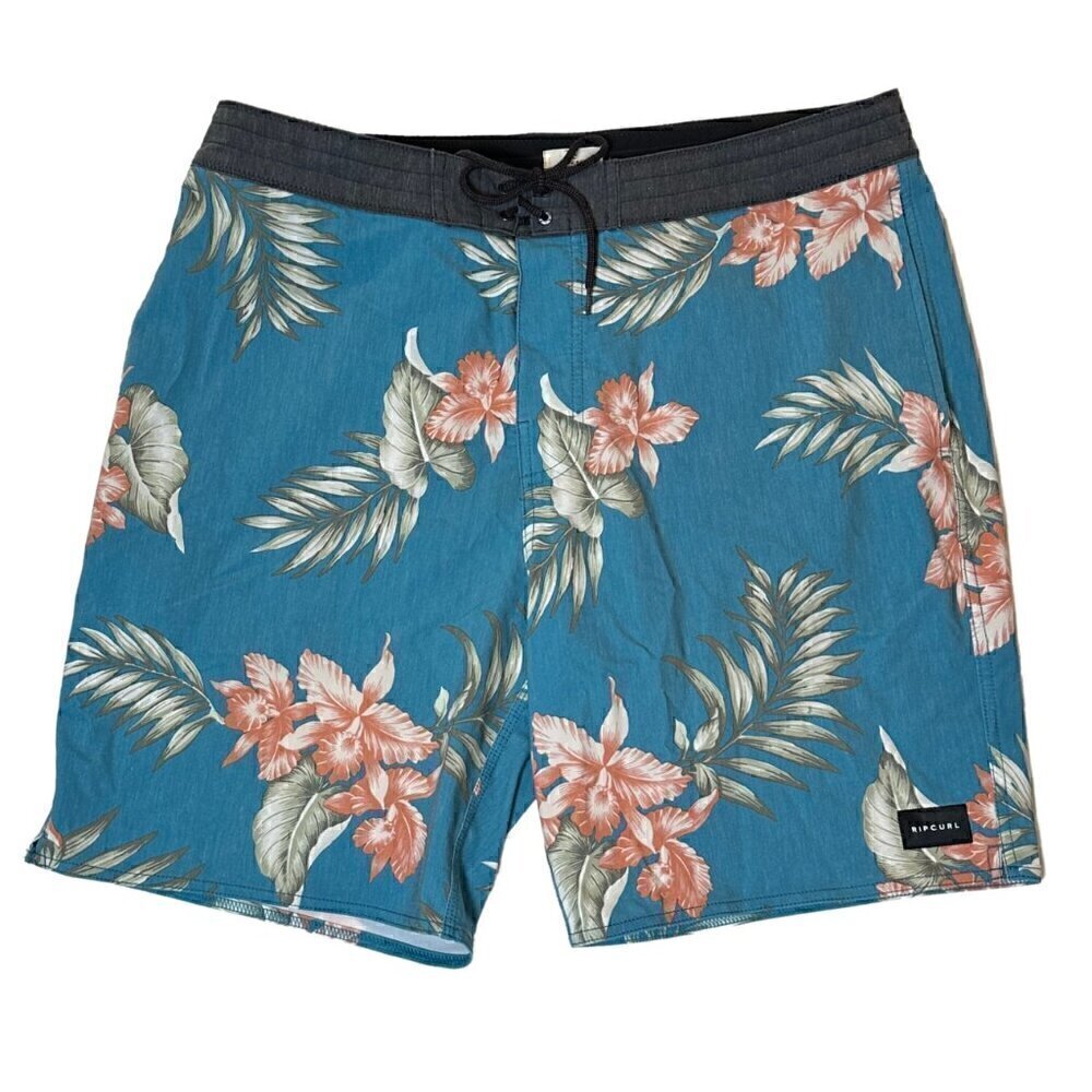 Rip Curl Men's Lay Days Tropical Print Swim Trunks size 34